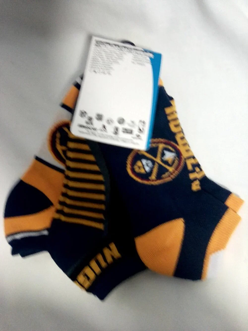 FBF Originals NBA Denver Nuggets No Show Socks 3 pack Large NWT